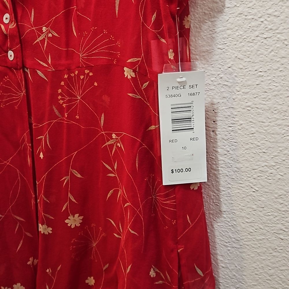 Bobbie Bee 2 piece silk dress and over top size 10, red abd gold - Picture 10 of 10